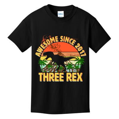 Awesome Since 2017 Tree Rex 3rd Birthday Kids T-Shirt