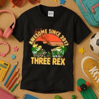 Awesome Since 2017 Tree Rex 3rd Birthday Kids T-Shirt