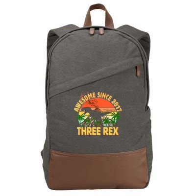 Awesome Since 2017 Tree Rex 3rd Birthday Cotton Canvas Backpack