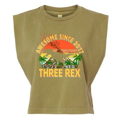 Awesome Since 2017 Tree Rex 3rd Birthday Garment-Dyed Women's Muscle Tee