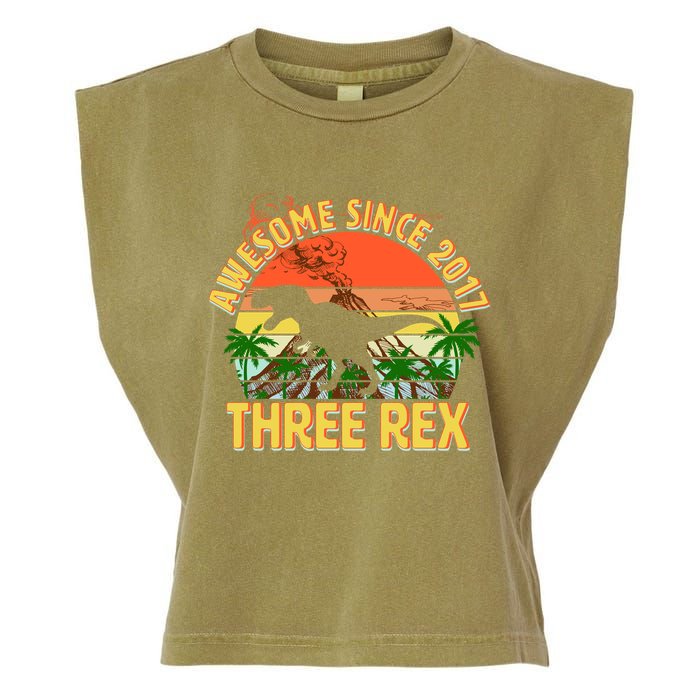 Awesome Since 2017 Tree Rex 3rd Birthday Garment-Dyed Women's Muscle Tee