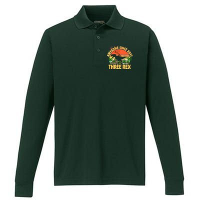 Awesome Since 2017 Tree Rex 3rd Birthday Performance Long Sleeve Polo