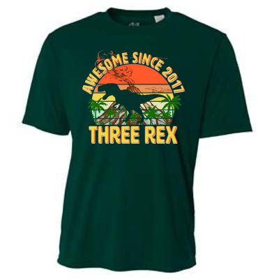 Awesome Since 2017 Tree Rex 3rd Birthday Cooling Performance Crew T-Shirt