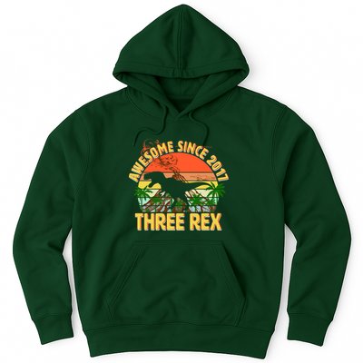 Awesome Since 2017 Tree Rex 3rd Birthday Hoodie