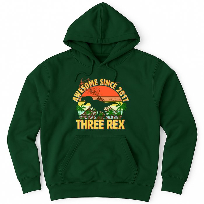 Awesome Since 2017 Tree Rex 3rd Birthday Hoodie