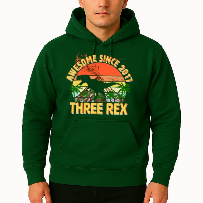 Awesome Since 2017 Tree Rex 3rd Birthday Hoodie