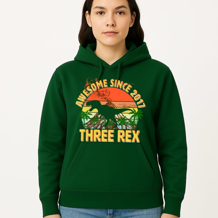 Awesome Since 2017 Tree Rex 3rd Birthday Hoodie