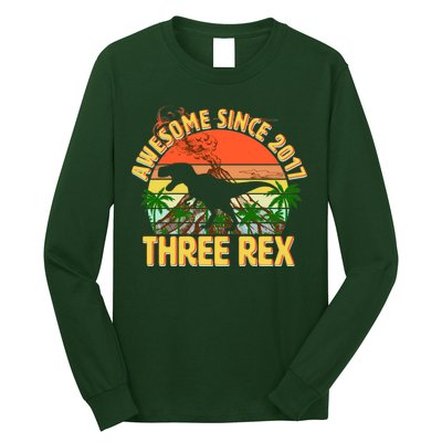 Awesome Since 2017 Tree Rex 3rd Birthday Long Sleeve Shirt