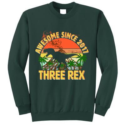 Awesome Since 2017 Tree Rex 3rd Birthday Sweatshirt
