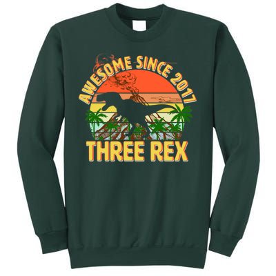 Awesome Since 2017 Tree Rex 3rd Birthday Sweatshirt