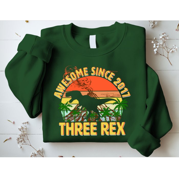 Awesome Since 2017 Tree Rex 3rd Birthday Sweatshirt