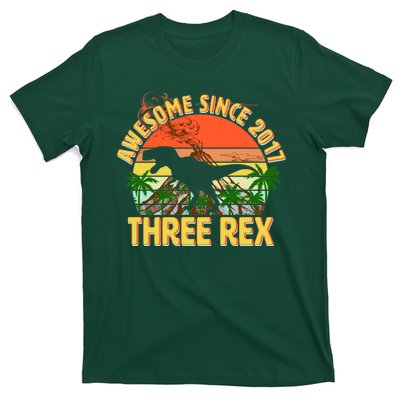 Awesome Since 2017 Tree Rex 3rd Birthday T-Shirt