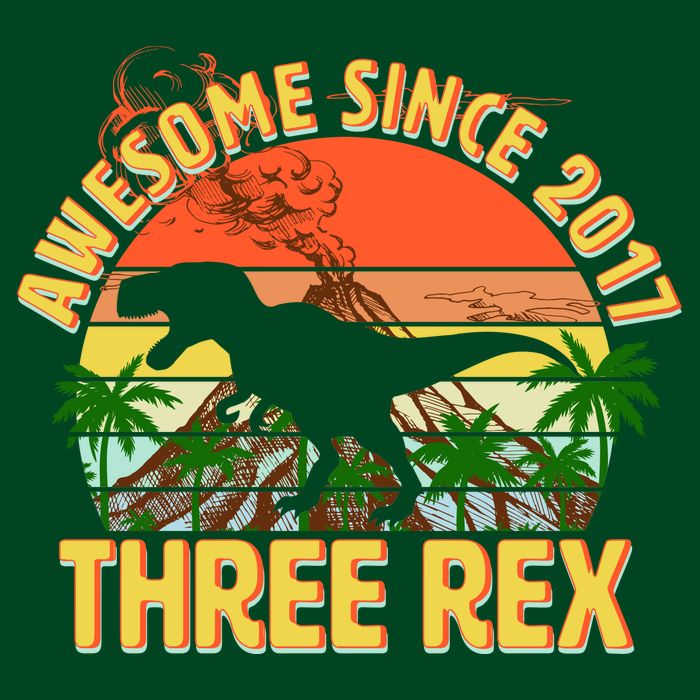 Awesome Since 2017 Tree Rex 3rd Birthday Button