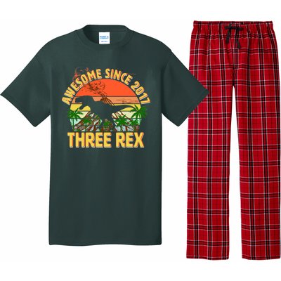 Awesome Since 2017 Tree Rex 3rd Birthday Pajama Set