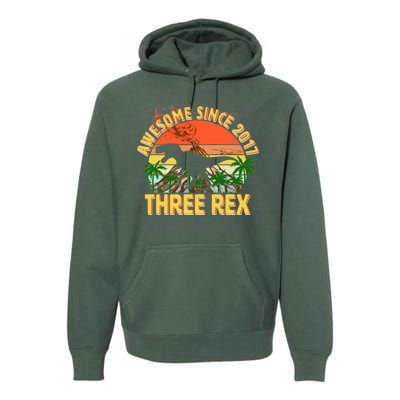 Awesome Since 2017 Tree Rex 3rd Birthday Premium Hoodie