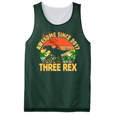 Awesome Since 2017 Tree Rex 3rd Birthday Mesh Reversible Basketball Jersey Tank