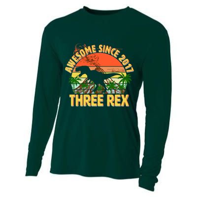 Awesome Since 2017 Tree Rex 3rd Birthday Cooling Performance Long Sleeve Crew
