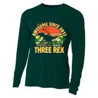 Awesome Since 2017 Tree Rex 3rd Birthday Cooling Performance Long Sleeve Crew