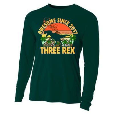 Awesome Since 2017 Tree Rex 3rd Birthday Cooling Performance Long Sleeve Crew