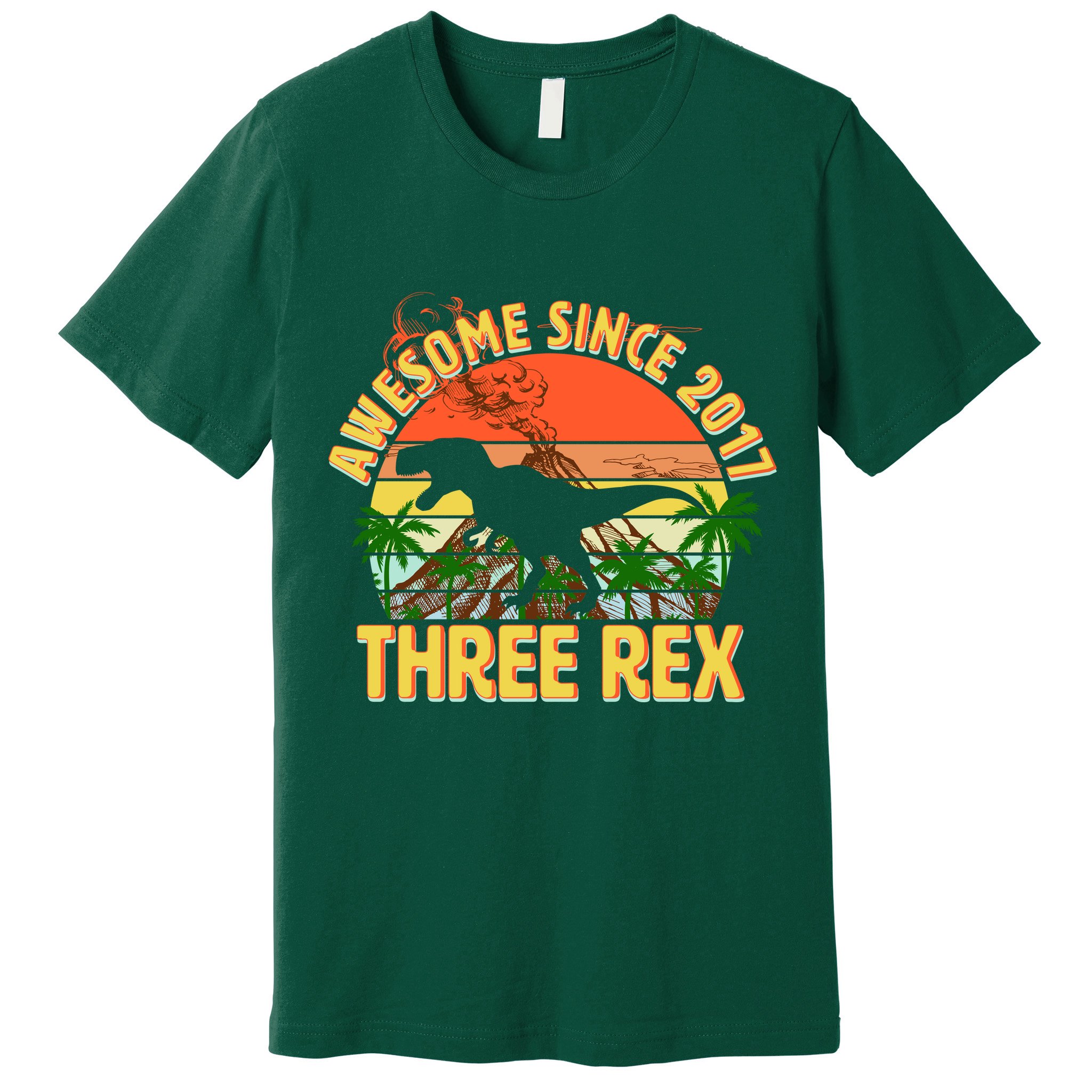 Awesome Since 2017 Tree Rex 3rd Birthday Premium T-Shirt