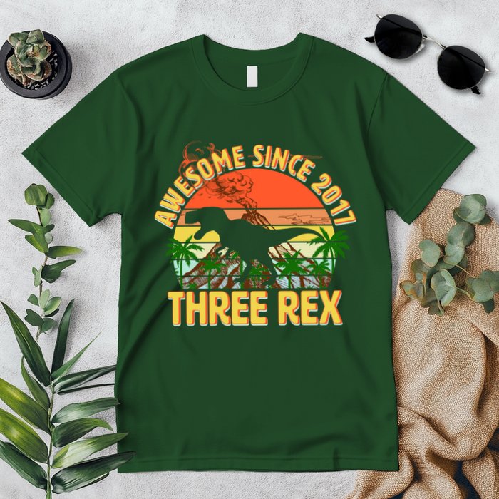 Awesome Since 2017 Tree Rex 3rd Birthday Premium T-Shirt
