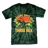 Awesome Since 2017 Tree Rex 3rd Birthday Tie-Dye T-Shirt