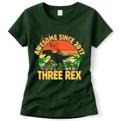 Awesome Since 2017 Tree Rex 3rd Birthday Womens T-Shirt