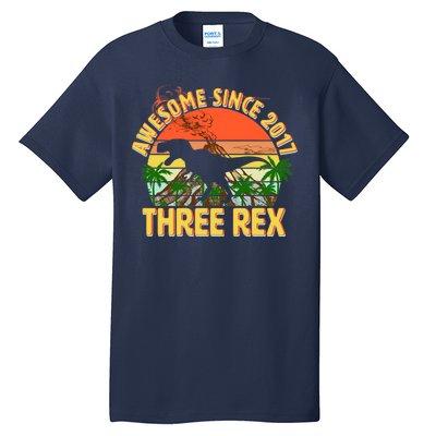 Awesome Since 2017 Tree Rex 3rd Birthday Tall T-Shirt