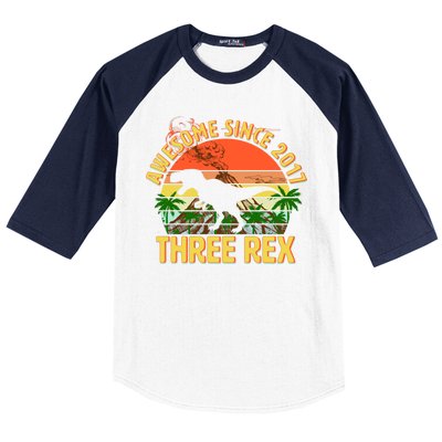 Awesome Since 2017 Tree Rex 3rd Birthday Baseball Sleeve Shirt