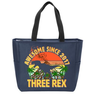 Awesome Since 2017 Tree Rex 3rd Birthday Zip Tote Bag