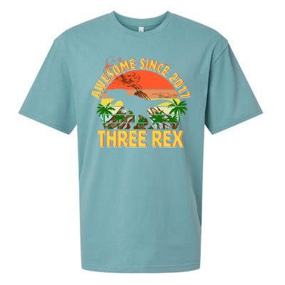 Awesome Since 2017 Tree Rex 3rd Birthday Sueded Cloud Jersey T-Shirt