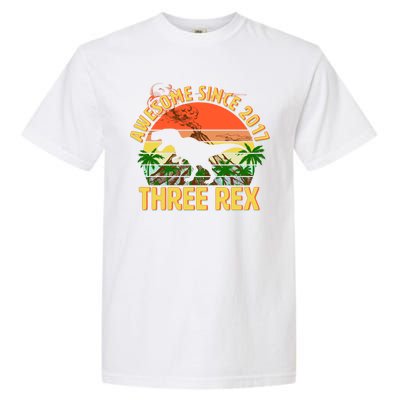 Awesome Since 2017 Tree Rex 3rd Birthday Garment-Dyed Heavyweight T-Shirt