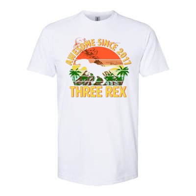 Awesome Since 2017 Tree Rex 3rd Birthday Softstyle CVC T-Shirt