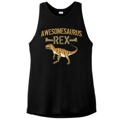 Awesomesaurus T-Rex Ladies PosiCharge Tri-Blend Wicking Tank