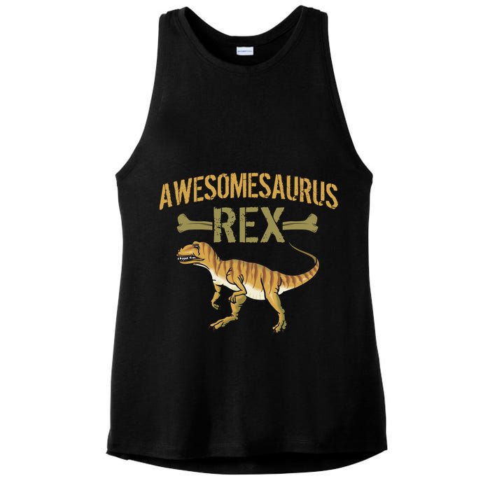 Awesomesaurus T-Rex Ladies PosiCharge Tri-Blend Wicking Tank