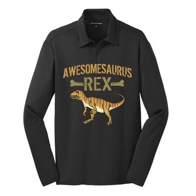 Awesomesaurus T-Rex Silk Touch Performance Long Sleeve Polo