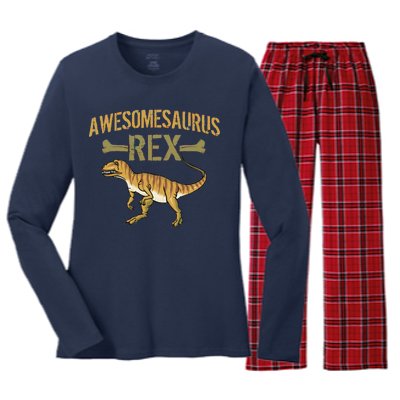 Awesomesaurus T-Rex Women's Long Sleeve Flannel Pajama Set 