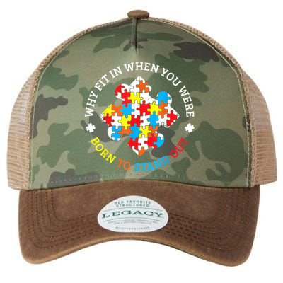 Autism Why Fit In When You Were Born To Stand Out Legacy Tie Dye Trucker Hat