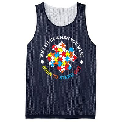 Autism Why Fit In When You Were Born To Stand Out Mesh Reversible Basketball Jersey Tank