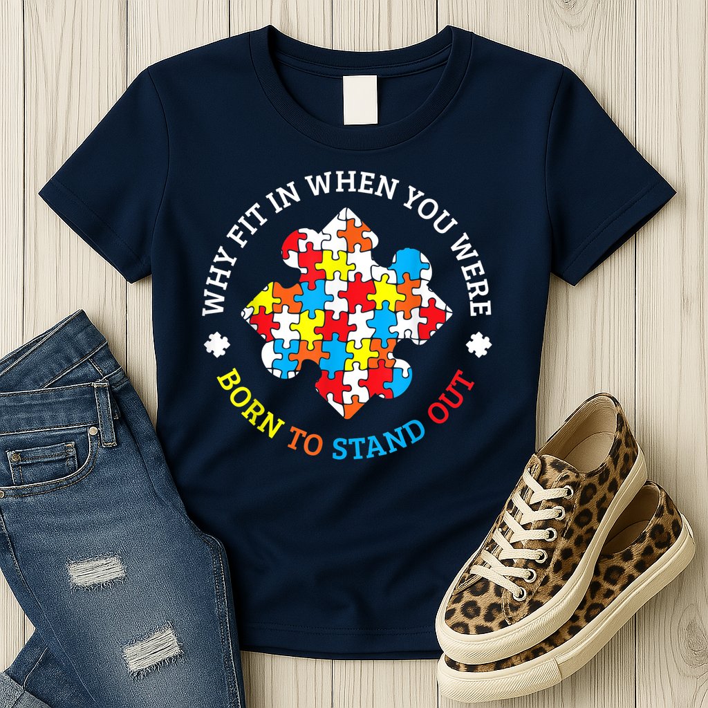 Autism Why Fit In When You Were Born To Stand Out Womens T-Shirt