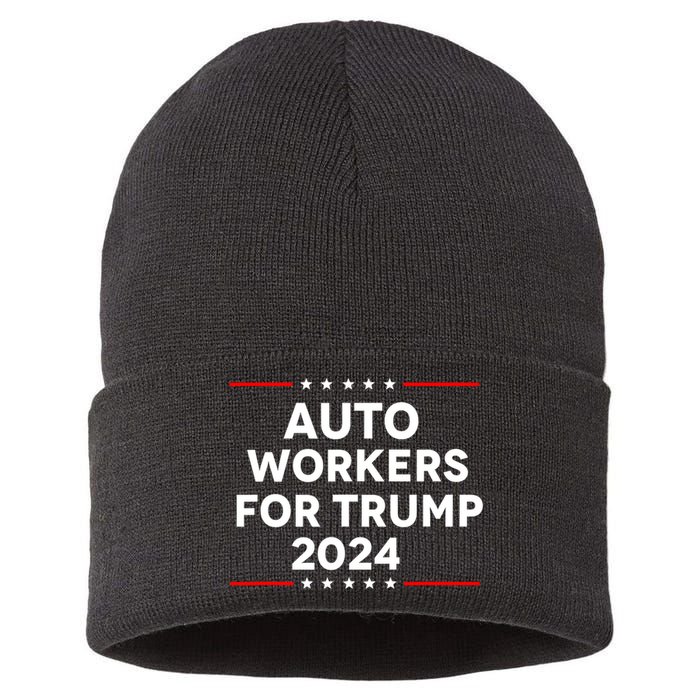 Auto Workers For Trump 2024 Sustainable Knit Beanie