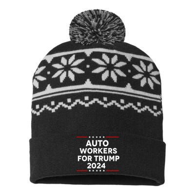 Auto Workers For Trump 2024 USA-Made Snowflake Beanie