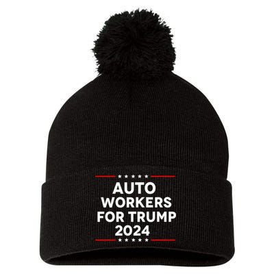 Auto Workers For Trump 2024 Pom Pom 12in Knit Beanie