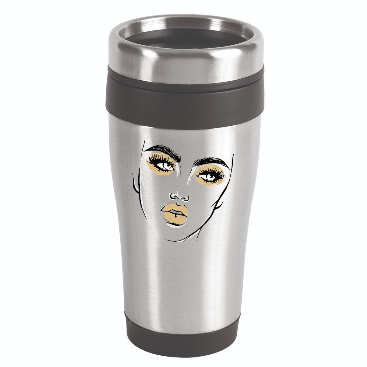 Abstract Woman Feminine Face Line Art Beauty Makeup Face 16oz Travel Tumbler