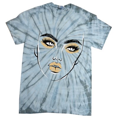 Abstract Woman Feminine Face Line Art Beauty Makeup Face Tie-Dye T-Shirt