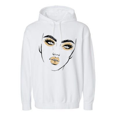 Abstract Woman Feminine Face Line Art Beauty Makeup Face Garment-Dyed Fleece Hoodie