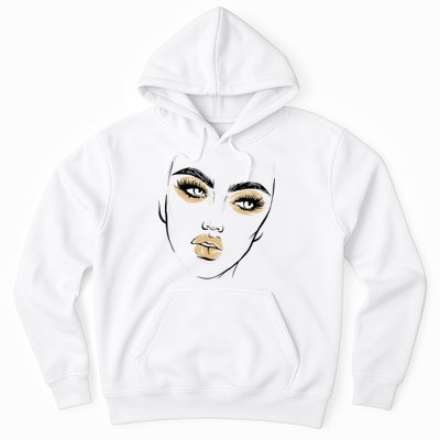 Abstract Woman Feminine Face Line Art Beauty Makeup Face Hoodie