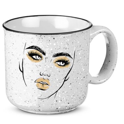 Abstract Woman Feminine Face Line Art Beauty Makeup Face 15oz Campfire Ceramic Mug