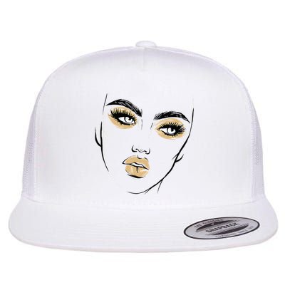 Abstract Woman Feminine Face Line Art Beauty Makeup Face Flatbill Hat