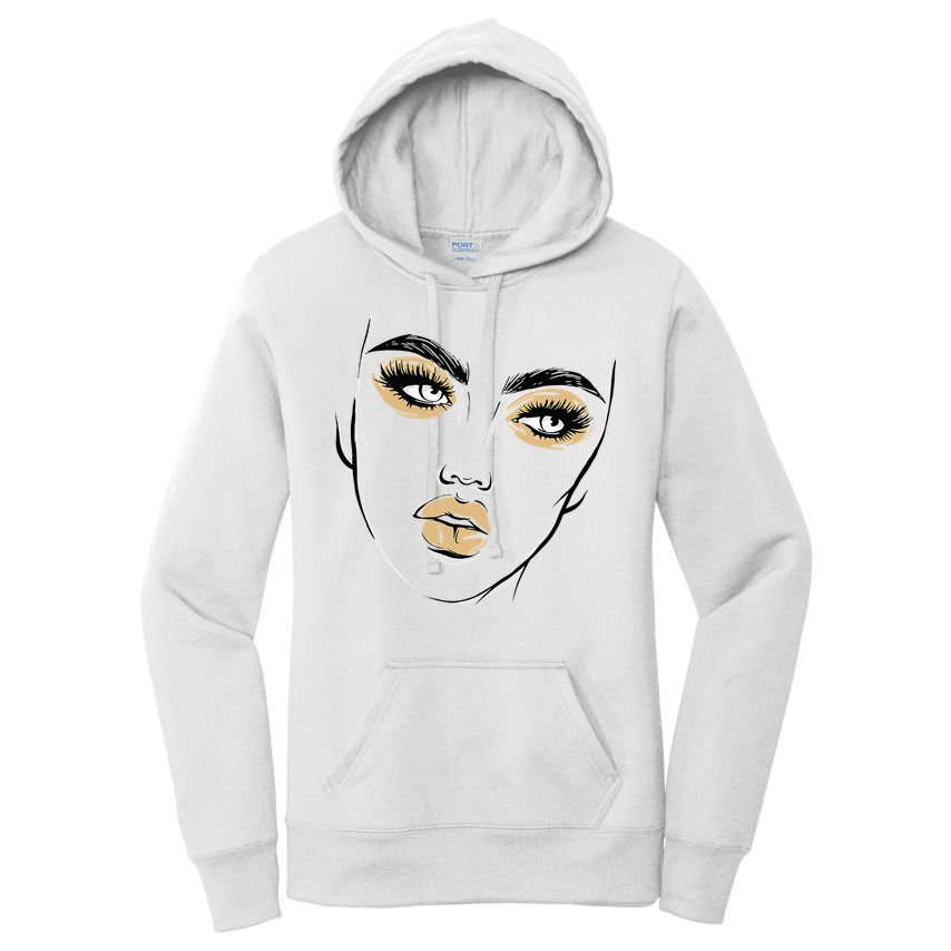 Abstract Woman Feminine Face Line Art Beauty Makeup Face Women's Pullover Hoodie